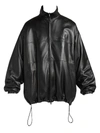 Balenciaga Men's Oversized Leather Track Jacket In Black