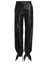 Off-white Women's Bow-hem Leather Track Pants In Black