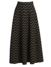 Alaïa Women's Nazare Lurex Zig Zag Midi Skirt In Black Gold