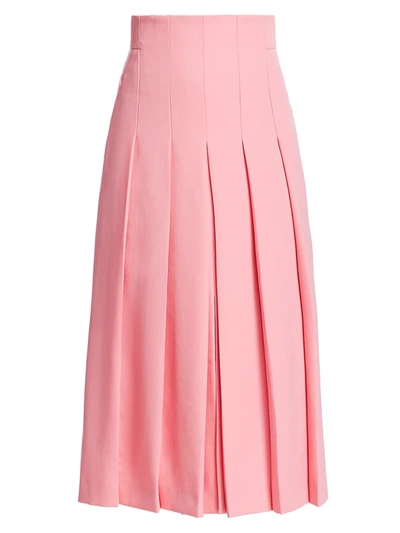 Akris Women's Wool Twill Pleat Front Skirt In Cherry Blossom