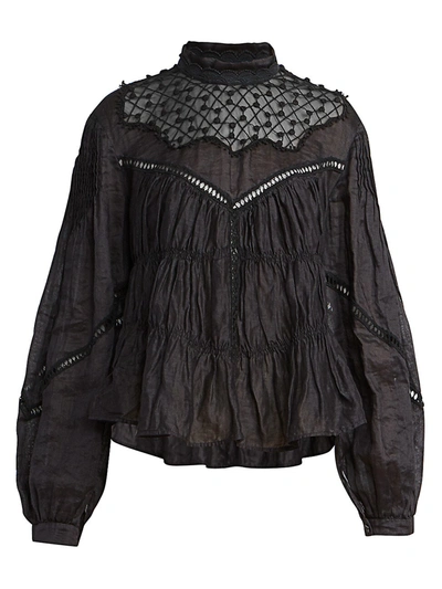 Isabel Marant Women's Samantha Embroidered High-neck Blouse In Black