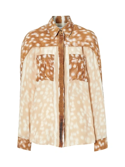 Burberry Women's Pari Deer Print Blouse In Soft Fawn