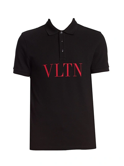 Valentino Men's Graphic Logo Polo In Nero Rosso