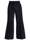 Khaite Women's Bruce Wide-leg Cropped Suede Trousers In Navy