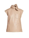 Givenchy Women's Twisted Tie-neck Leather Shell In Sisal