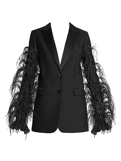 Valentino Women's Ostrich-feather Wool & Mohair Tuxedo Jacket