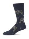 Marcoliani Men's Elephant Print Socks In Indigo Blue
