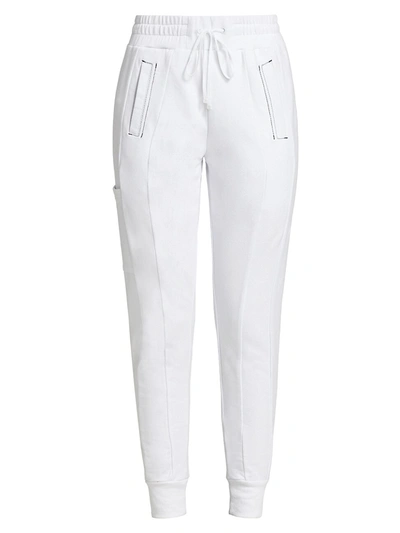 Blanc Noir Women's Yolo Topstitched Pants In White