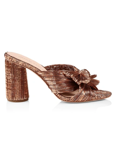 Loeffler Randall Penny Metallic Lamé Block-heel Mules In Dark Rose