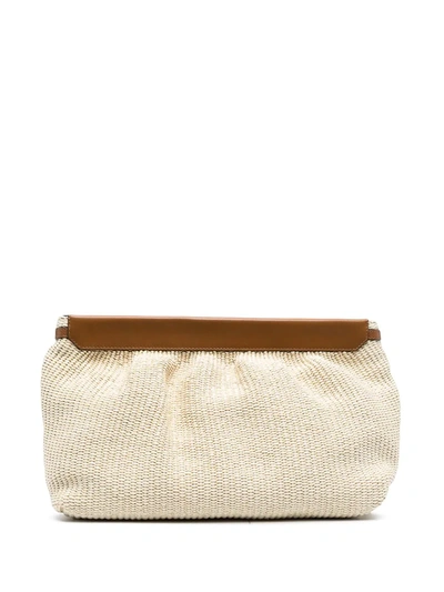 Isabel Marant Women's Luz Leather-trimmed Woven Clutch In Naturalcognac