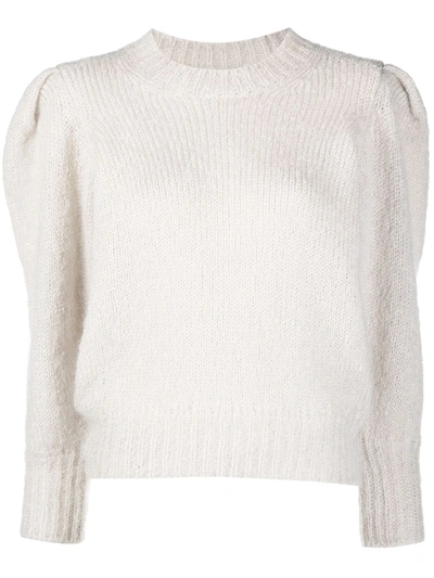 Isabel Marant Emma Puff Sleeve Mohair Blend Sweater In Gray