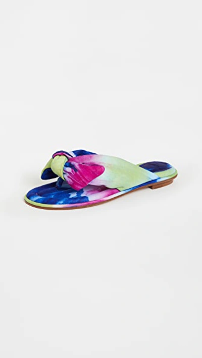 Alexandre Birman Clarita Bow Tie-dye Leather Thong Sandals In Multi