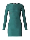 Herve Leger Icon Long Sleeve Dress In Bright Elm