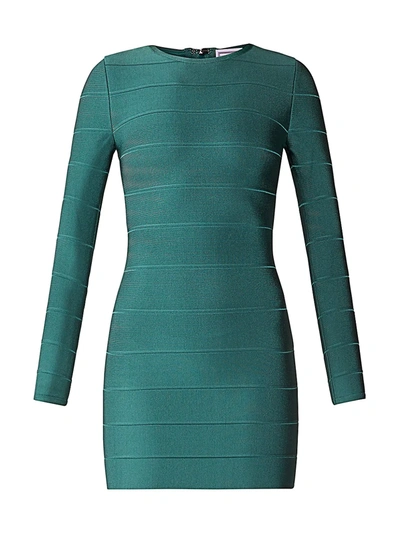 Herve Leger Icon Long Sleeve Dress In Bright Elm