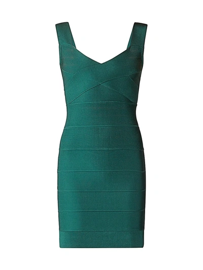 Herve Leger New Icon Criss Cross Bodycon Dress In Bright Elm