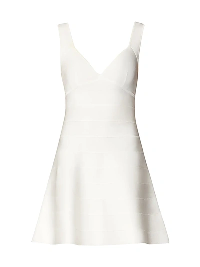 Herve Leger Icon Flared Body-con Minidress In Alabaster