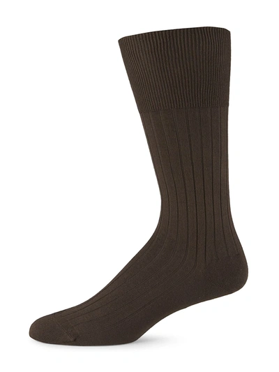 Marcoliani Cotton Dress Socks In Dark Brown