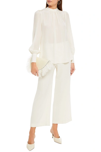 Zimmermann Gathered Silk Crepe De Chine Blouse In Ivory