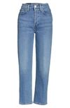 Re/done Originals High Waist Stovepipe Jeans In Blue Shadow