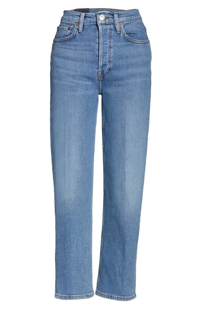Re/done Originals High Waist Stovepipe Jeans In Blue Shadow