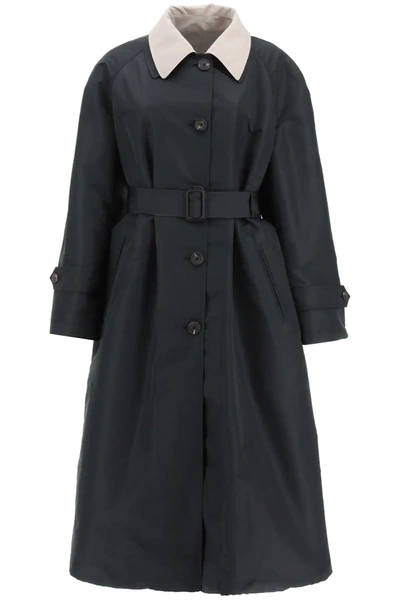 Alexander Mcqueen Reversible Trench Coat In Black,beige