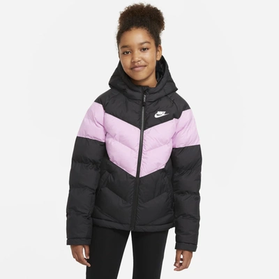 Nike Sportswear Big Kids' Synthetic-fill Jacket In Black/light Arctic Pink/black/white