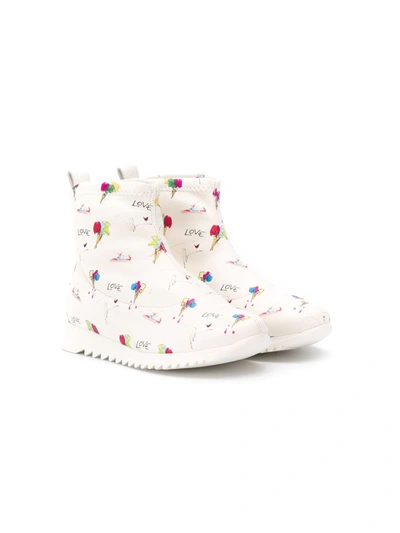 Giuseppe Junior Kids' "love" Printed Boots In White