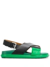 Marni Fussbett Smooth Leather Sandals In Black