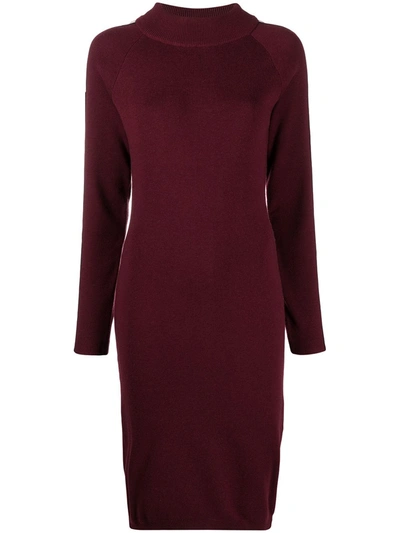 Kappa Logo-panel Knitted Dress In Red