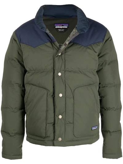 Patagonia Colour-block Padded Down Jacket In Green