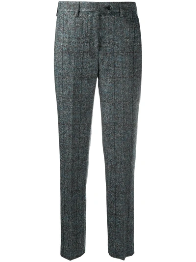 Kiton Checked Straight-leg Trousers In Grey