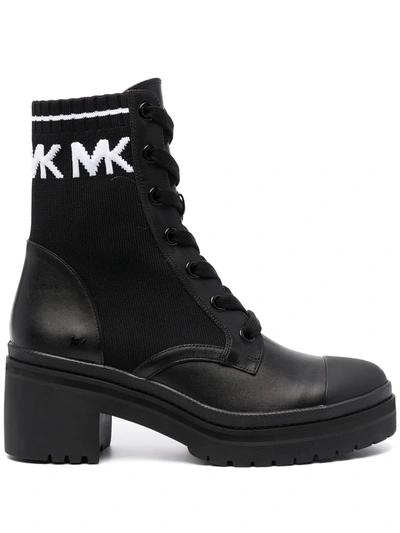 Michael Kors Lace-up Heeled Boots In Black