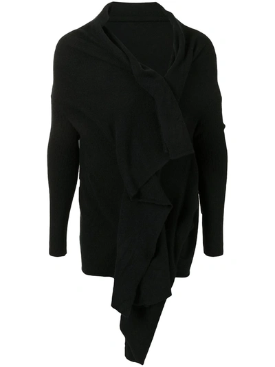 Yohji Yamamoto Knitted Asymmetric Cardigan In Black