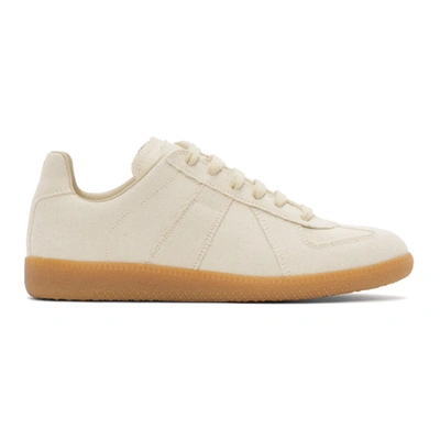 Maison Margiela Off-white Linen Replica Sneakers In Beige | ModeSens