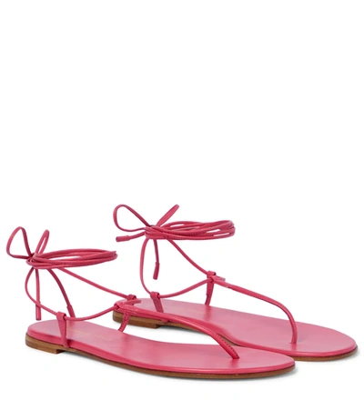 Gianvito Rossi 10mm Gwyneth Metallic Leather Sandals In Pink