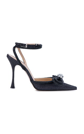 Mach & Mach Women's Double Bow Glitter High Heels In Black | ModeSens