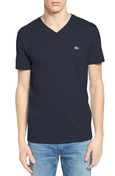 Lacoste V-neck T-shirt In Navy Blue
