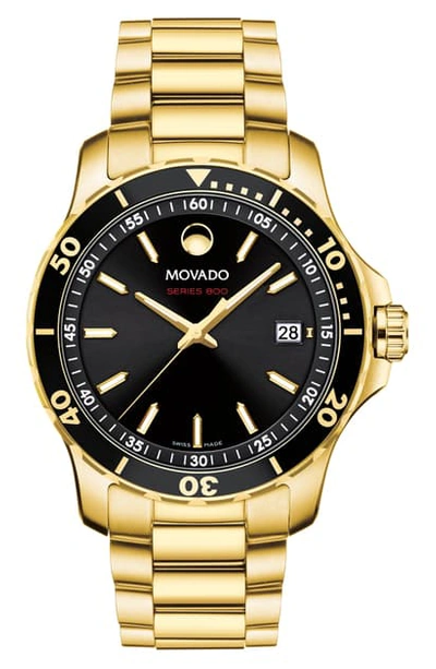 Movado Series 800 Bracelet Watch, 40mm In Gold/ Black/ Gold