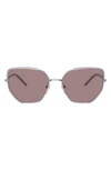 Prada 58mm Cat Eye Sunglasses In Mink Silver Lght Prple Brwn