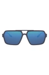 Prada 59mm Rectangle Sunglasses In Blue/ Blue Mirror