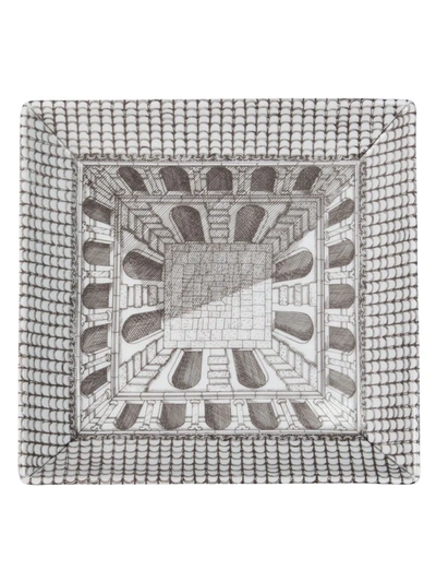 Fornasetti Square Plate In Grey