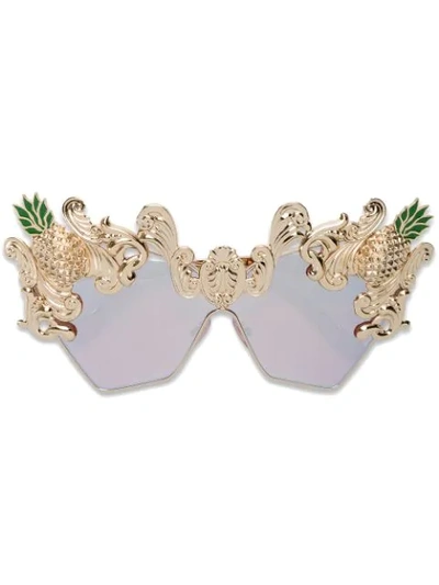 Dolce & Gabbana Cat Eye Pineapple Sunglasses In Metallic