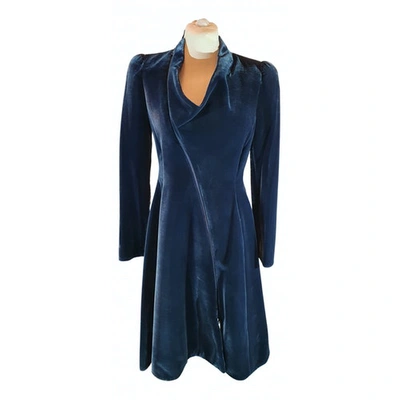Pre-owned Emporio Armani Velvet Mid-length Dress In Blue