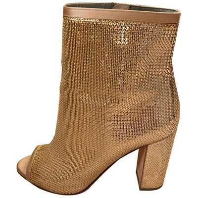 Pre-owned Gina Glitter Boots In Gold