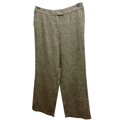 Pre-owned Escada Wool Straight Pants In Brown