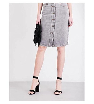 Maje Jemmie High-rise Denim Skirt In Gris