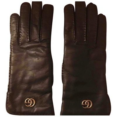 Pre-owned Gucci Black Leather Gloves