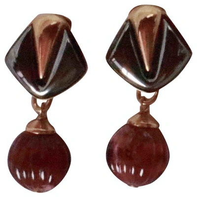 Pre-owned Valentino Garavani Earrings In Burgundy