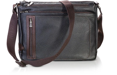 Chiarugi Designer Men's Bags Genuine Leather Men's Messenger Bag In Noir