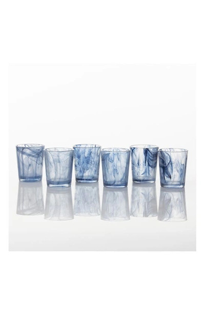 Fortessa Swirl Set Of 6 Double Old Fashioned Glasses In Dark Blue